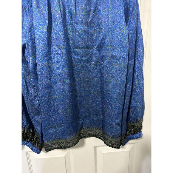 Matta Blouse Size X Large 100% Silk Beautiful Blue And Green - Picture 9 of 9